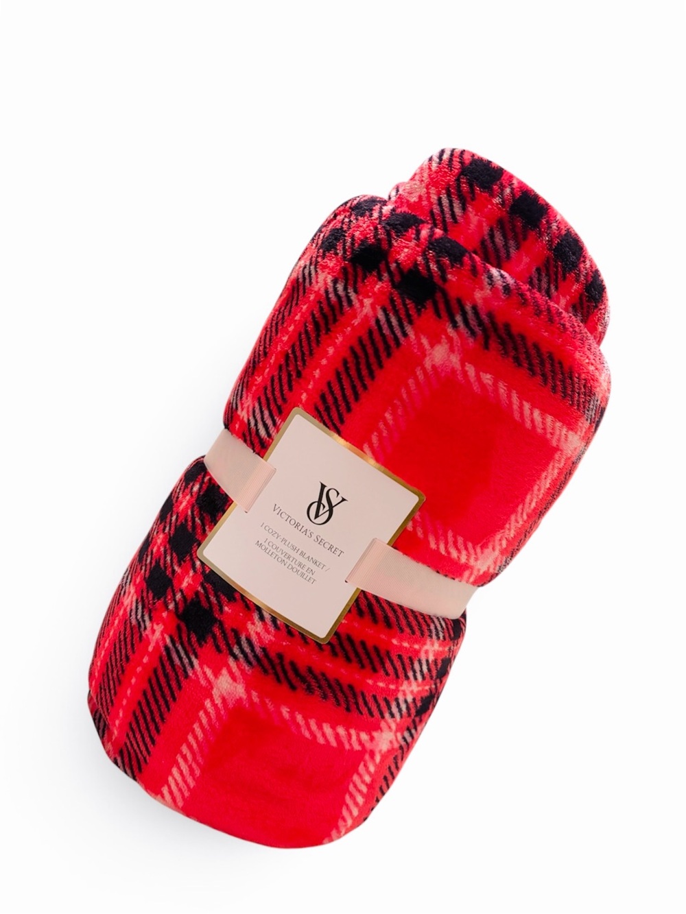 Victoria's Secret Red and Black Plaid Plush Throw